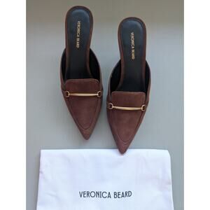 New Veronica Beard Leslie Suede Mule Size US 7.5M Cedar 2.75" Heel